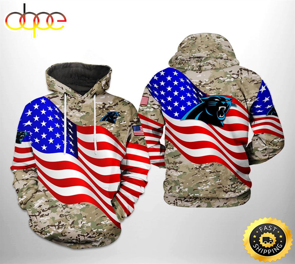 Carolina Panthers NFL US Flag Camo Veteran Team 3D Printed HoodieZipper Hoodie