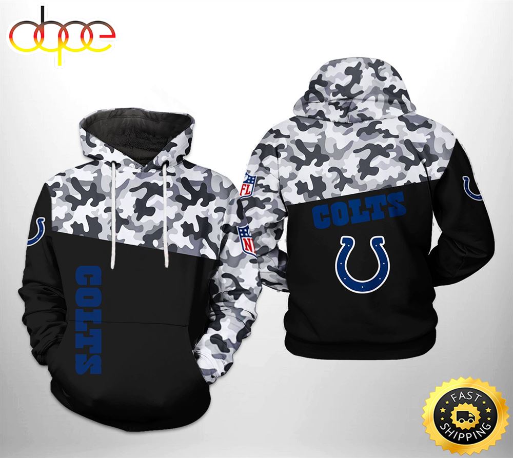 Indianapolis Colts NFL Camo Veteran Team 3D Printed HoodieZipper Hoodie