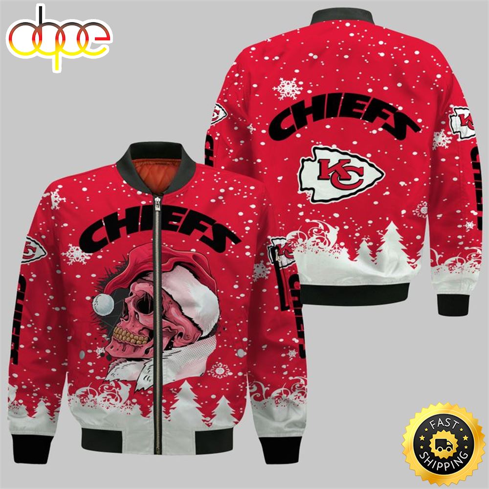 Kansas City Chiefs Christmas Skull Bomber Jacket