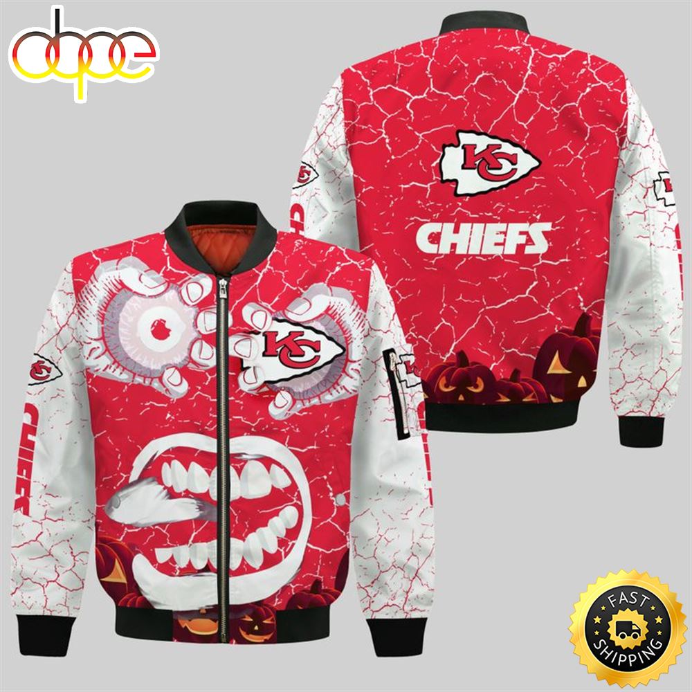 Kansas City Chiefs Give Me Eyes Halloween Bomber Jacket