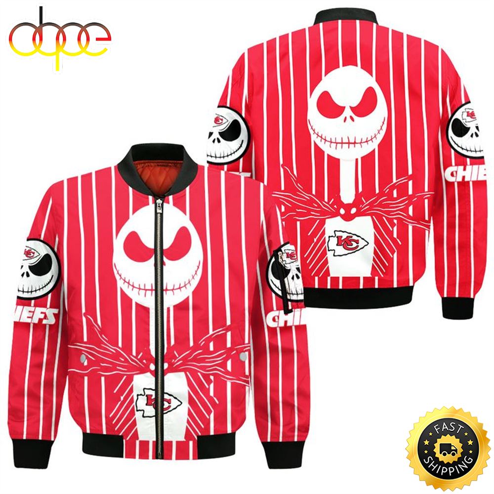 Kansas City Chiefs Jack Skellington Halloween Bomber Jackets