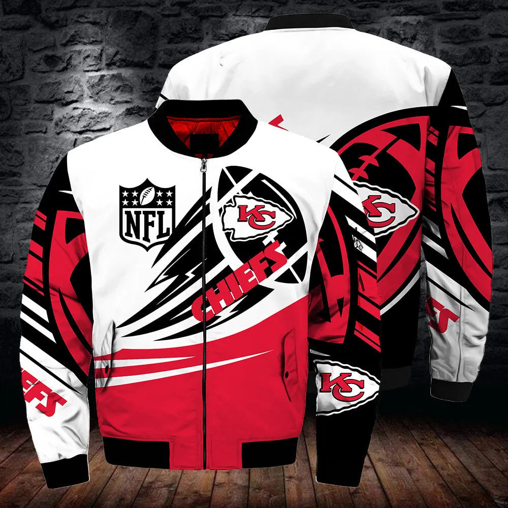Kansas City Chiefs Pilot Bomber Jacket Football Flight Jacket Men Thicken Coat