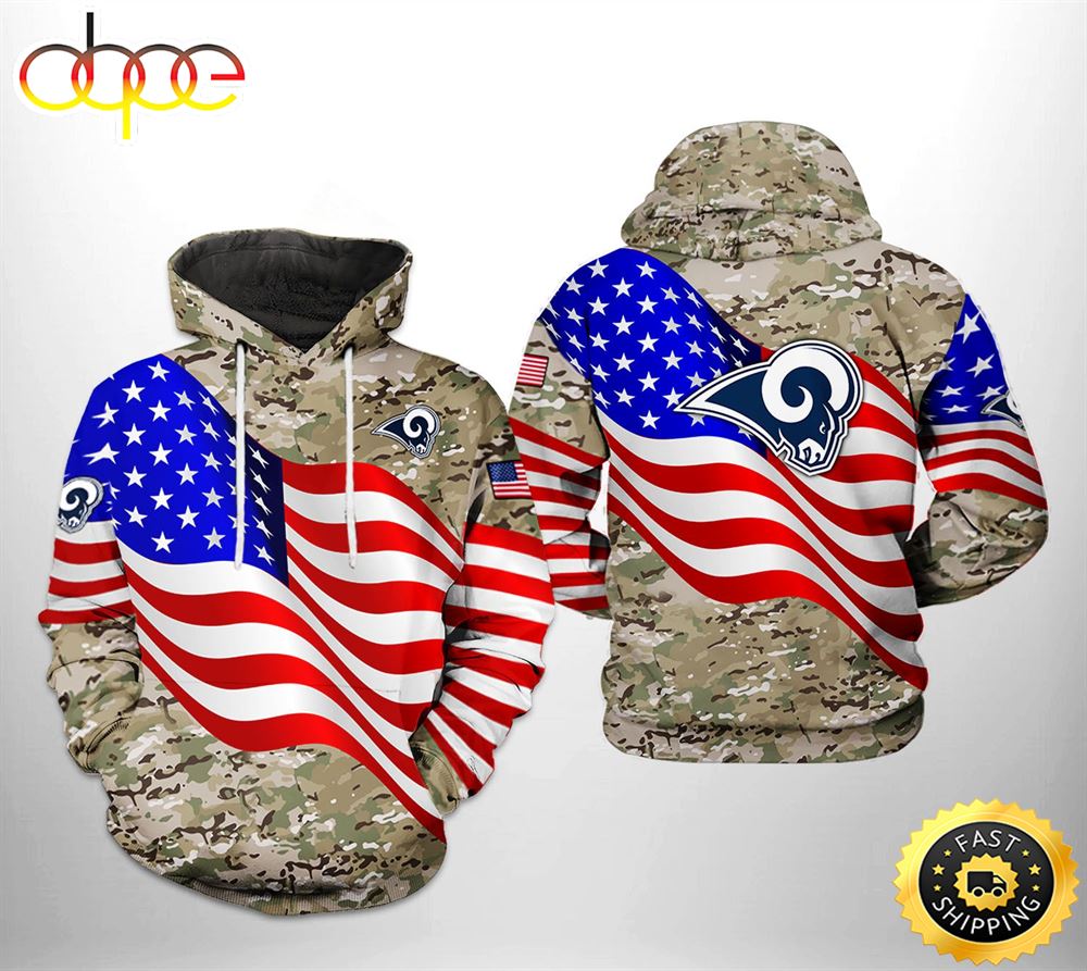 Los Angeles Rams NFL US Flag Camo Veteran Team 3D Printed HoodieZipper Hoodie