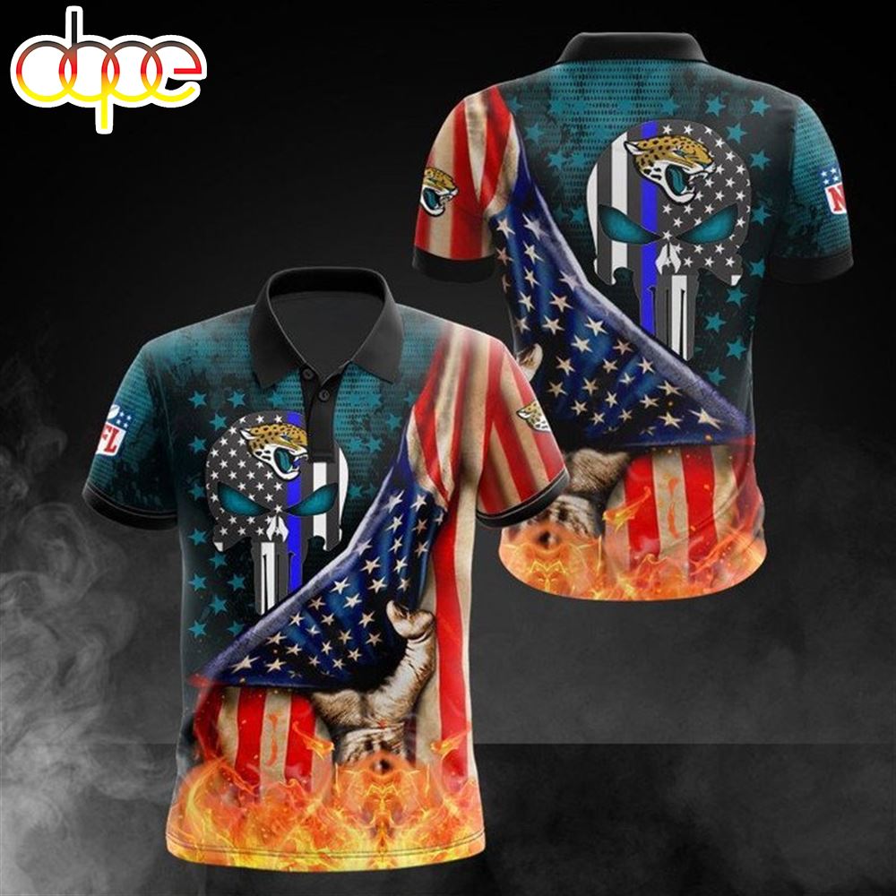 NFL Jacksonville Jaguars America Flag Polo Shirt V2