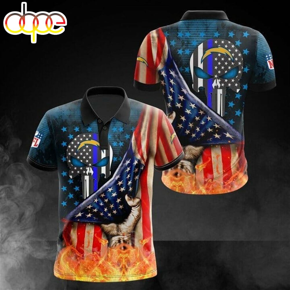 NFL Los Angeles Chargers American Flag Polo Shirt V2