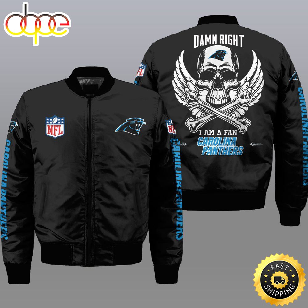 Nfl Carolina Panthers Wings Skull 3D Bomber Jacket