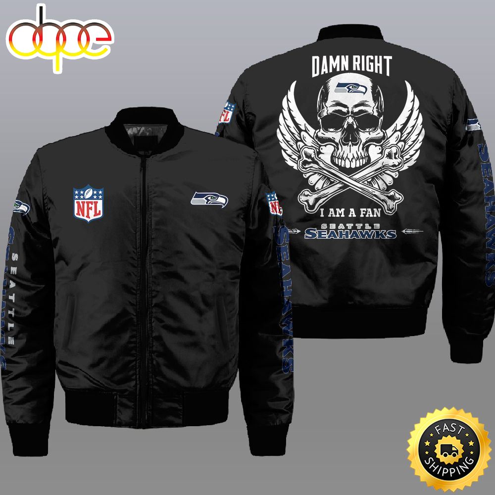Nfl Seattle Seahawks Wings Skull 3D Bomber Jacket