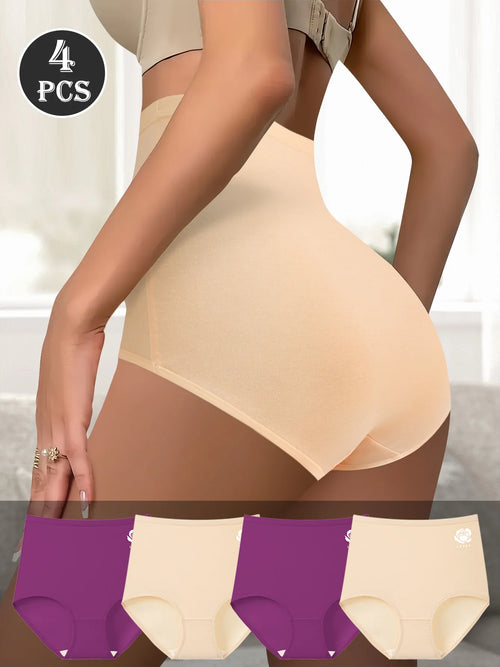 4-Pack High-Waist Shaping Underwear Women Seamless Tummy Control Anti-Roll Edge Breathable Invisible All-Day Comfort Wear