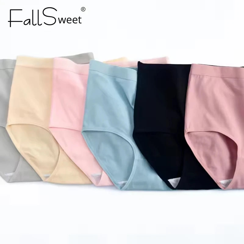 FallSweet 5Pcs/Lot Cotton Panties for Women Plus Size Underwear High Waist Comfortable Female Underpants Sexy Lingerie M-XXXL