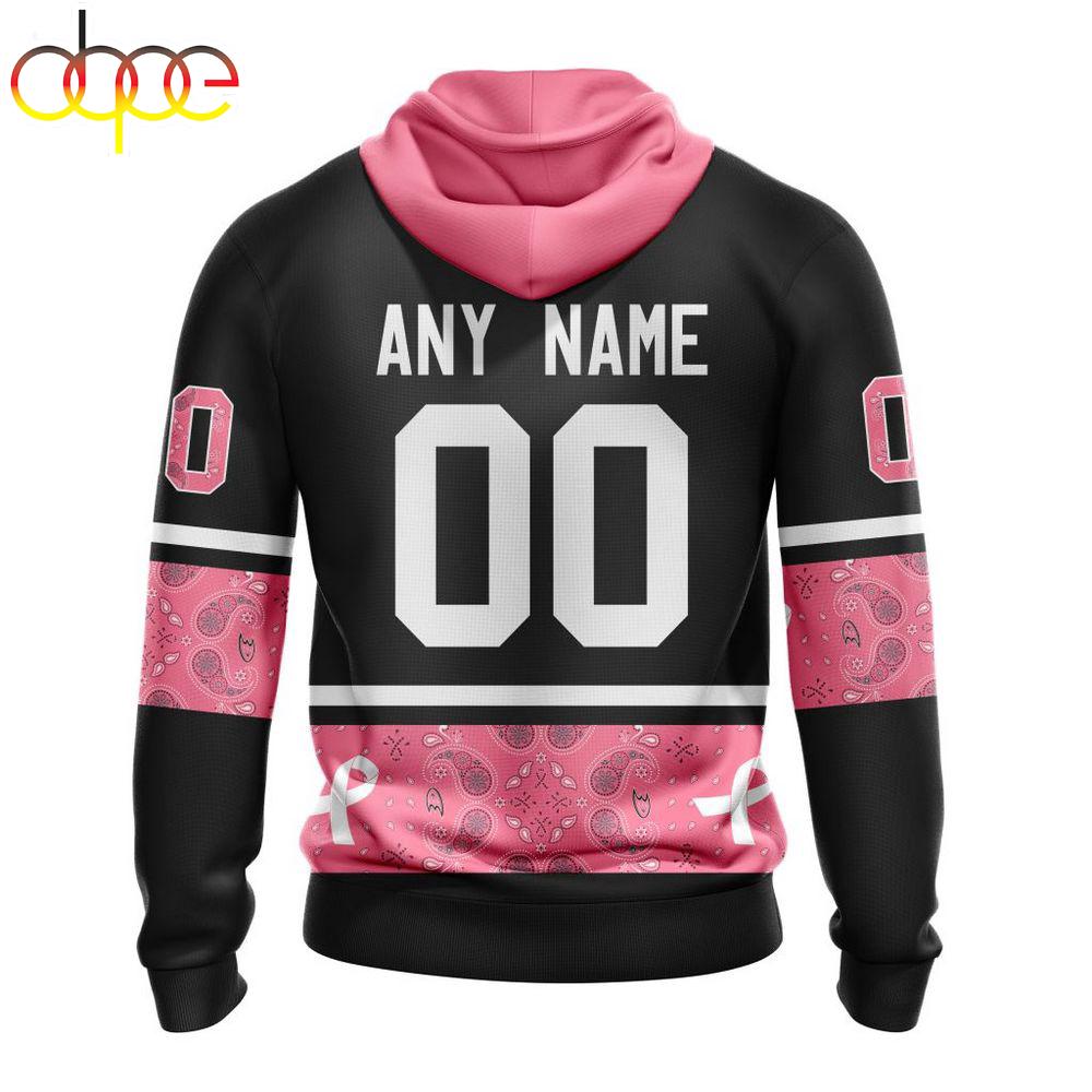 Custom Name And Number NHL Anaheim Ducks Breast Cancer All Over Print Hoodie