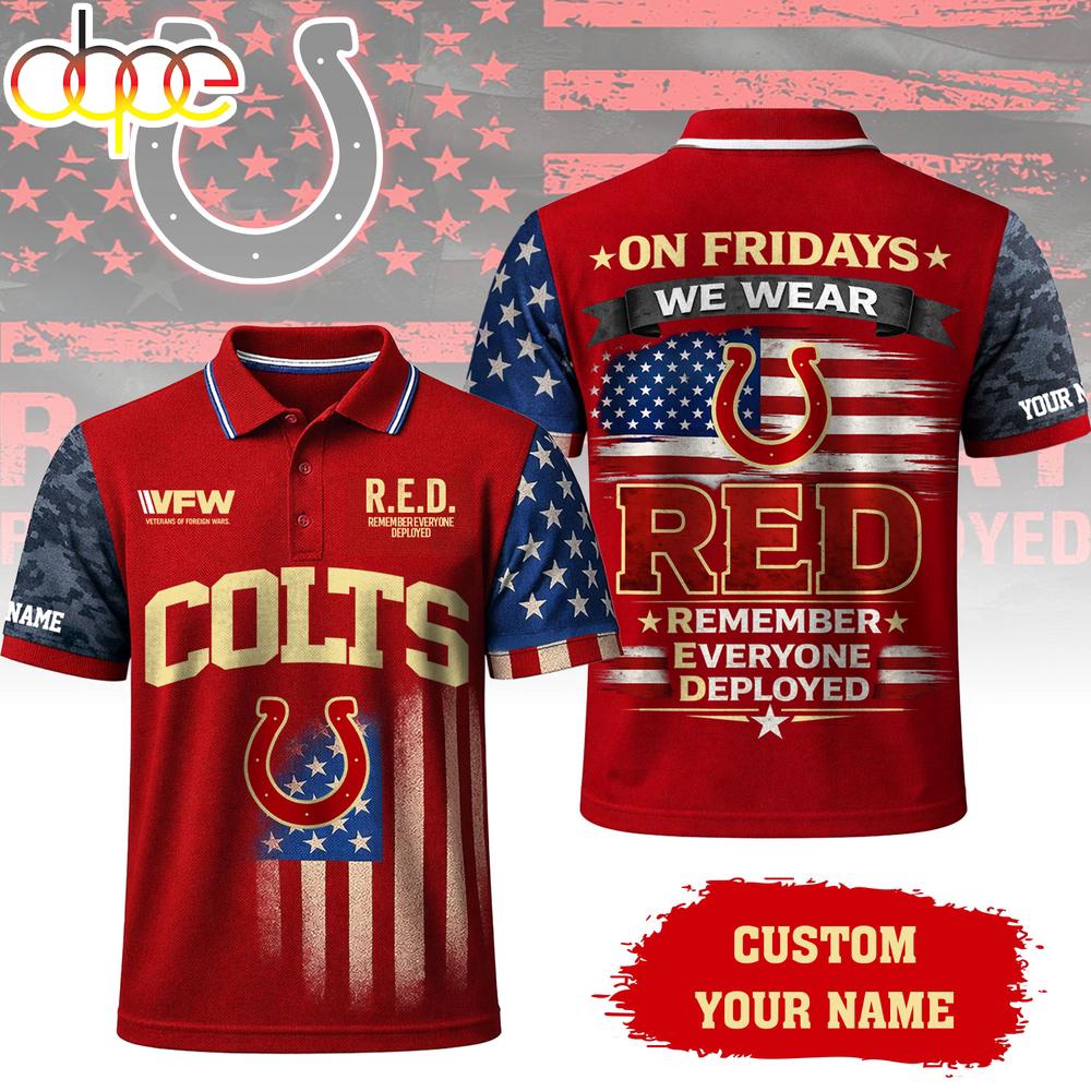 Custom Name  Indianapolis Colts NFL Red Friday Polo Shirt For Fans