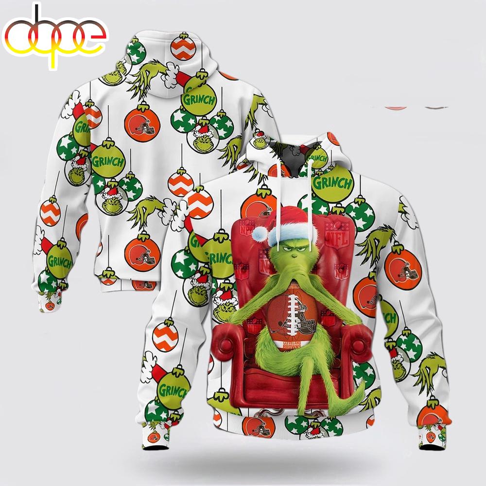NFL Cleveland Browns Grinch Christmas All Over Print Hoodie Shirt